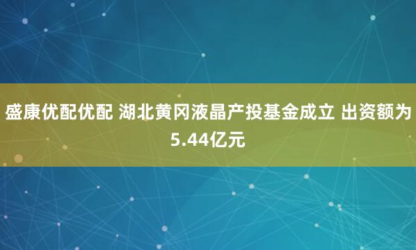 盛康优配优配 湖北黄冈液晶产投基金成立 出资额为5.44亿元