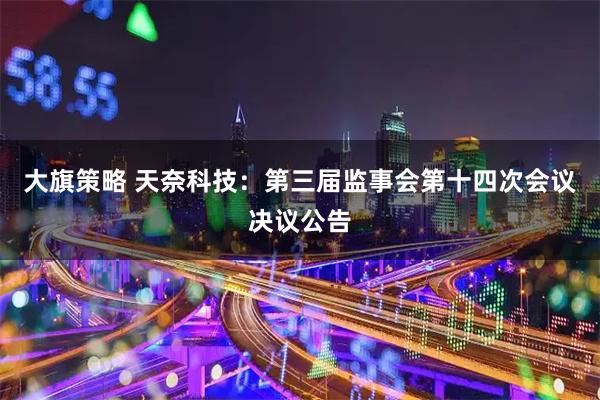 大旗策略 天奈科技：第三届监事会第十四次会议决议公告